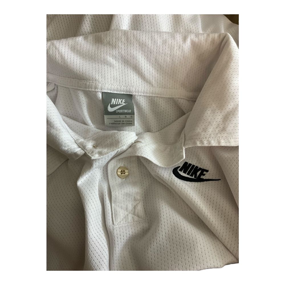 Nike Standard Fit Dri Fit White Golf Mens Polo Active Shirt Sz L - Picture 3 of 4